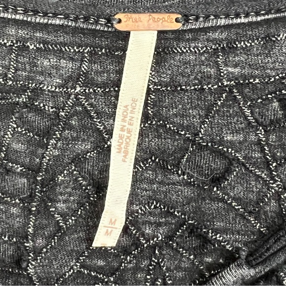 Free People | Luna Cut Out Henley Top Distressed Black size Medium - Picture 9 of 11